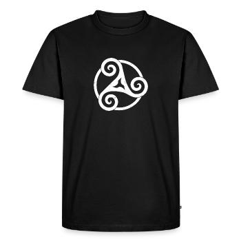 Triskele punched white Celtic spiral - Men's Premium Organic T-Shirt - black - Front - Nico (187cm)