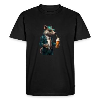 Animal cool avec BIer. Style et alcool - T-shirt Premium bio Homme - noir - Devant - Nico (187cm)