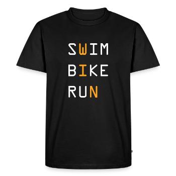 Triathlon Natation Vélo Course Marathon - T-shirt Premium bio Homme - noir - Devant - Nico (187cm)