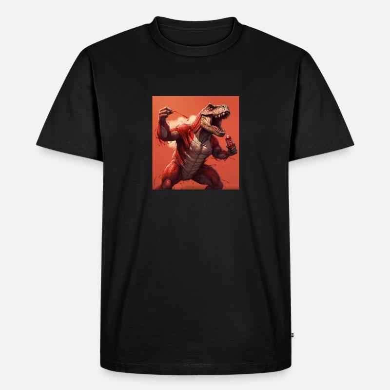 Dino drinking Cola - Männer Premium Bio T-Shirt - Schwarz