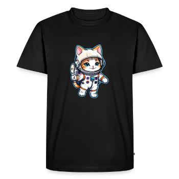 Astronaut Cat - Space - Men's Premium Organic T-Shirt - black - Front - Nico (187cm)