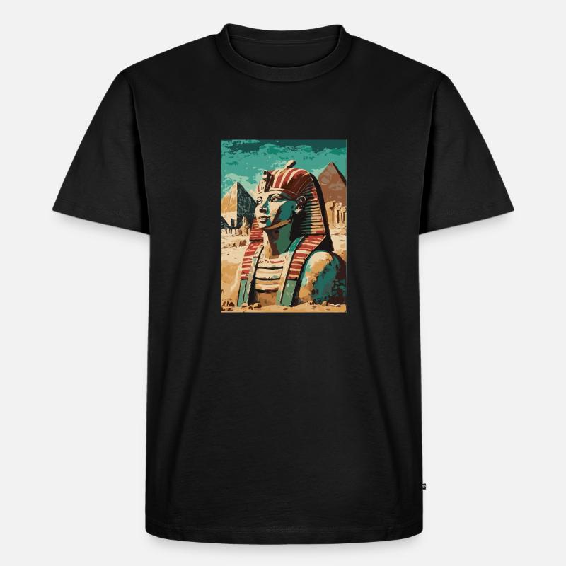 Pharao vor Pyramiden - Männer Premium Bio T-Shirt - Schwarz