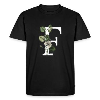 lettre f botanique vert - T-shirt Premium bio Homme - noir - Devant - Nico (187cm)