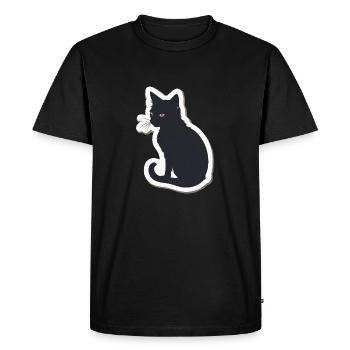 Silhouette de chat - T-shirt Premium bio Homme - noir - Devant - Nico (187cm)