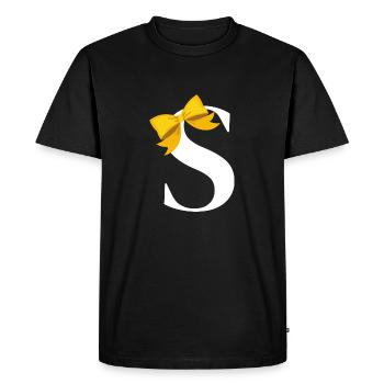 Letter s yellow bow - Men's Premium Organic T-Shirt - black - Front - Nico (187cm)