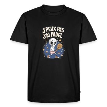 J'peux pas j'ai Padel - T-shirt Premium bio Homme - noir - Devant - Nico (187cm)