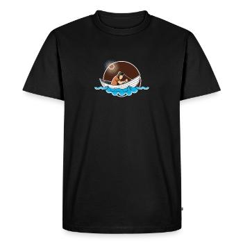 Fisherman in the moonlight With child - Men's Premium Organic T-Shirt - black - Front - Nico (187cm)