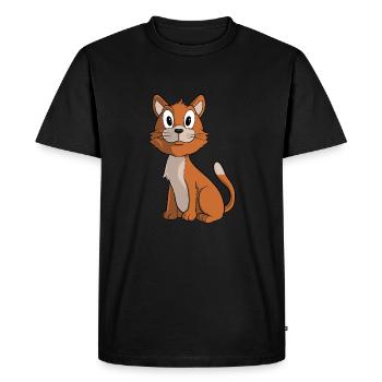 Mignon chat brun - T-shirt Premium bio Homme - noir - Devant - Nico (187cm)
