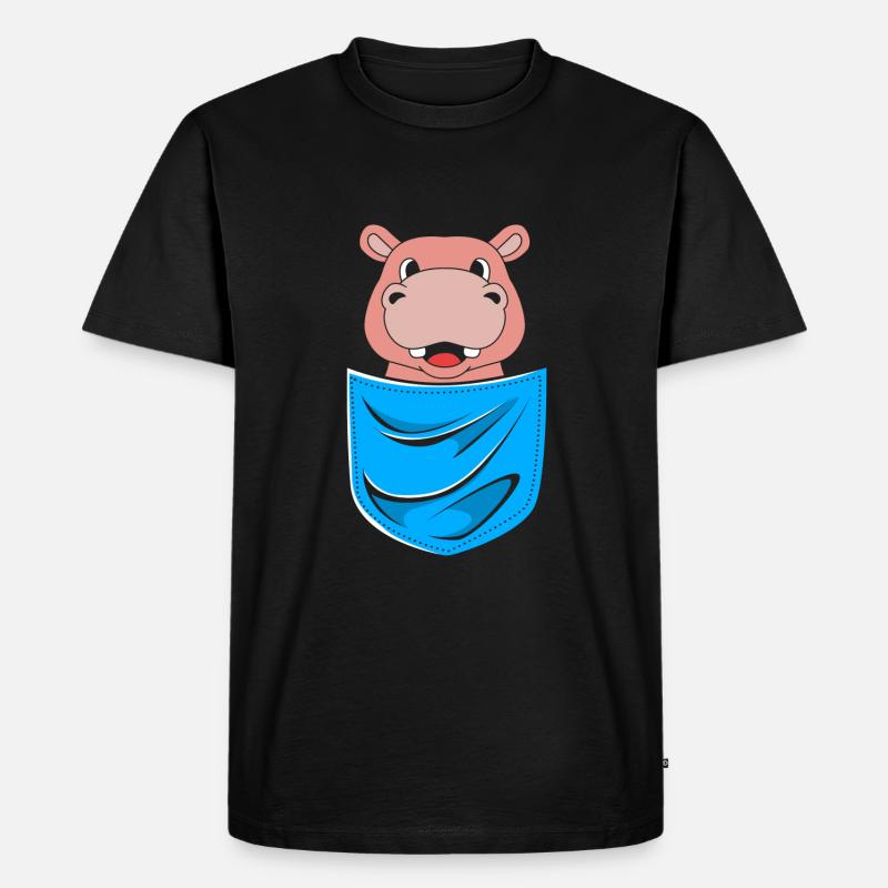 Nilpferd - Männer Premium Bio T-Shirt - Schwarz