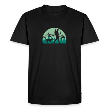 Randonneurs avec chien Randonnée Montagnes Nature Camping - T-shirt Premium bio Homme - noir - Devant - Nico (187cm)