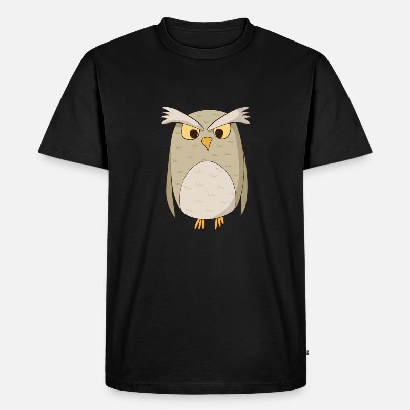 Eule Kauz - Männer Premium Bio T-Shirt - Schwarz