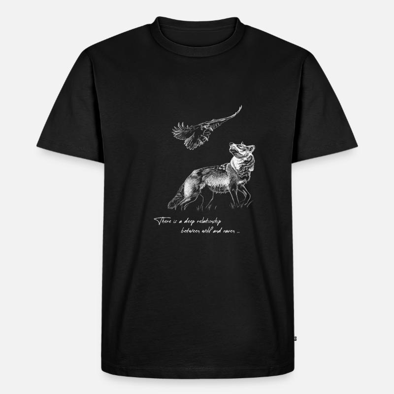 Wolf und Rabe - Männer Premium Bio T-Shirt - Schwarz