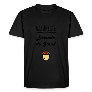 Naturisme / Naturiste / Nudisme / Nudiste - T-shirt Premium bio Homme - noir - Devant - Nico (187cm)