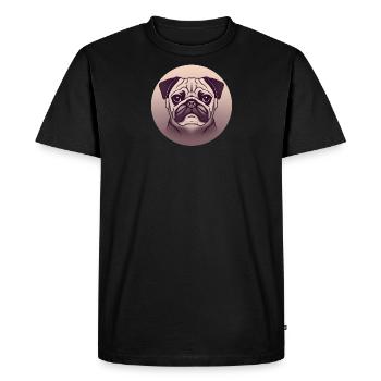 Pug in the circle emblem - Men's Premium Organic T-Shirt - black - Front - Nico (187cm)
