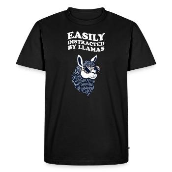 Facilement distrait par les lamas Lama Alpaga rétro - T-shirt Premium bio Homme - noir - Devant - Nico (187cm)