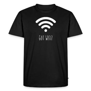 Vous avez le WiFi ? - T-shirt Premium bio Homme - noir - Devant - Nico (187cm)