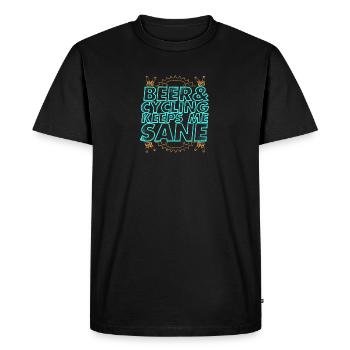 La bière et le vélo me font sentir - T-shirt Premium bio Homme - noir - Devant - Nico (187cm)