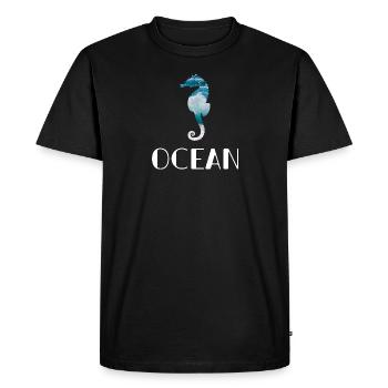 Cheval de mer dans la mer - T-shirt Premium bio Homme - noir - Devant - Nico (187cm)