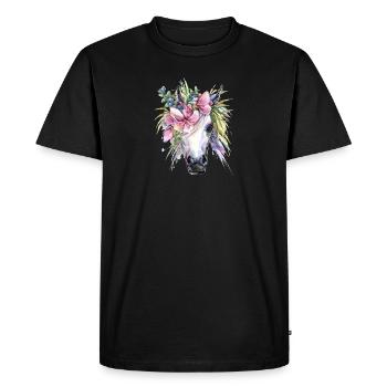 cheval fleurs licorne - T-shirt Premium bio Homme - noir - Devant - Nico (187cm)