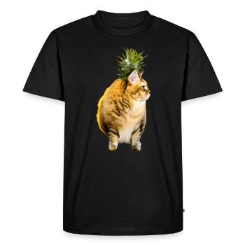 Chat ananas Kawaii - T-shirt Premium bio Homme - noir - Devant - Nico (187cm)