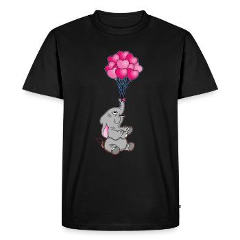 éléphant drôle avec des ballons coeur | l'éléphant - T-shirt Premium bio Homme - noir - Devant - Nico (187cm)