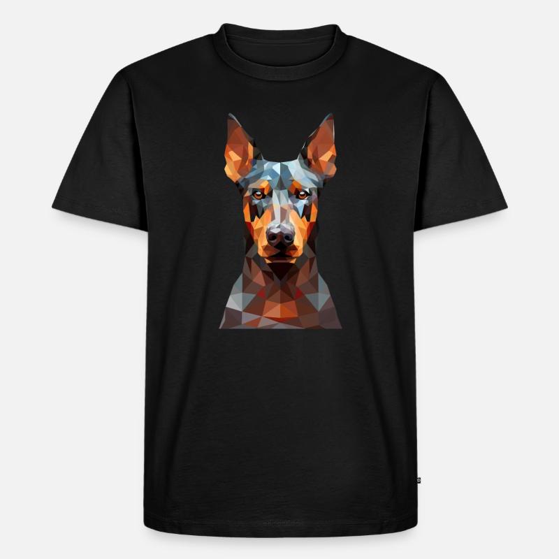 Geometrischer Dobermann: Polygonkunst - Männer Premium Bio T-Shirt - Schwarz