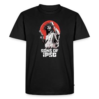 Sons of IPSC Jesus Christ Shooting - Men's Premium Organic T-Shirt - black - Front - Nico (187cm)