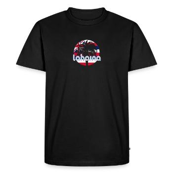 Lahaina Maui Hawaii Drapeau hawaïen Palmier indigène - T-shirt Premium bio Homme - noir - Devant - Nico (187cm)