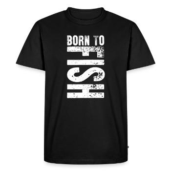 Born To Fish Fishing Hobby Lover Gift Idea - Men's Premium Organic T-Shirt - black - Front - Nico (187cm)