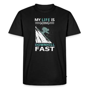 Ma vie est en descente Ski alpin Rapide Sports d'hiver - T-shirt Premium bio Homme - noir - Devant - Nico (187cm)