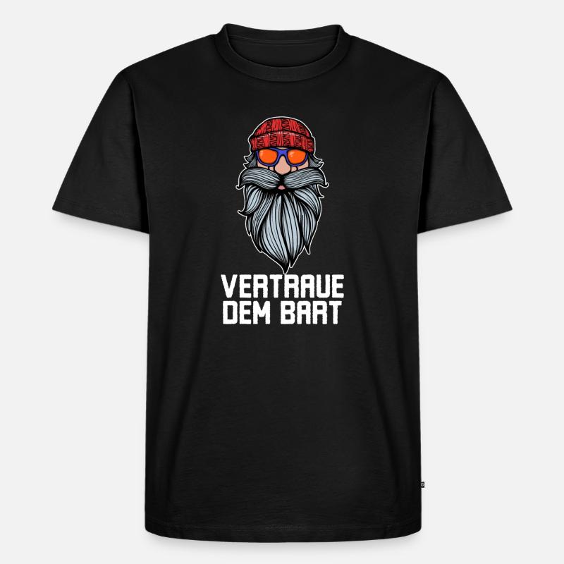Humorvoll Bart Ziegenbart Statement Bartfrisur - Männer Premium Bio T-Shirt - Schwarz