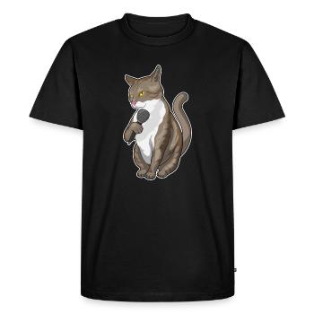 Chant du Chat Chanteur au Microphone - T-shirt Premium bio Homme - noir - Devant - Nico (187cm)