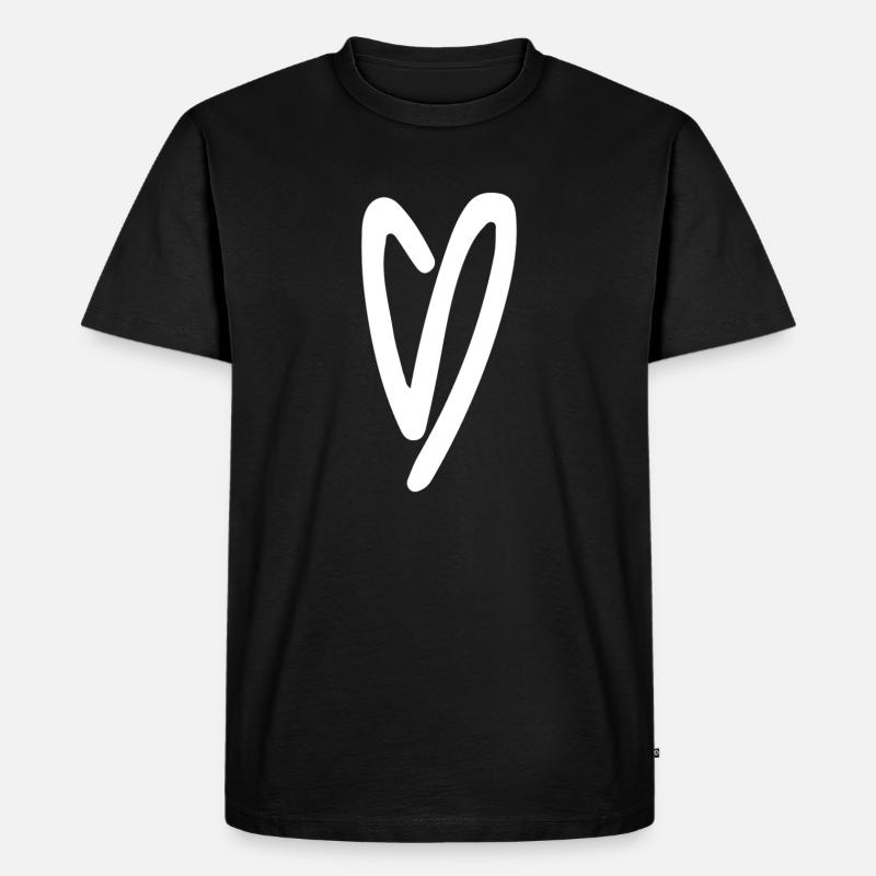 Herzskizze Minimalstil - Männer Premium Bio T-Shirt - Schwarz