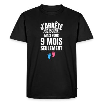 Drôle Annonce Grossesse - Humour Future Maman 2026 - T-shirt Premium bio Homme - noir - Devant - Nico (187cm)