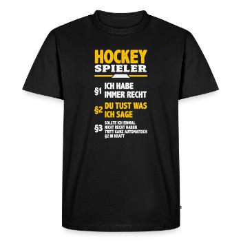 Funny Hockey Hockey Player Gift - Men's Premium Organic T-Shirt - black - Front - Nico (187cm)