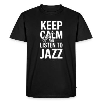 Restez calme et écoutez du jazz - T-shirt Premium bio Homme - noir - Devant - Nico (187cm)