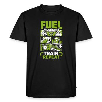 Fuel Train Repeat Fitness - Men's Premium Organic T-Shirt - black - Front - Nico (187cm)