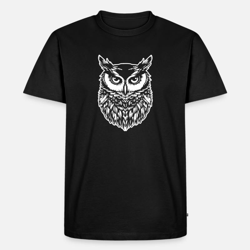 Eule Eulen Vogel Vögel - Männer Premium Bio T-Shirt - Schwarz