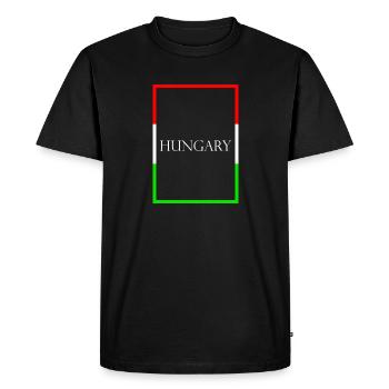 Hongrie, Hongrie Lettrage de déclaration avec drapeau - T-shirt Premium bio Homme - noir - Devant - Nico (187cm)