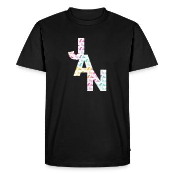 JAN - Beautiful boy name with dinosaur - Men's Premium Organic T-Shirt - black - Front - Nico (187cm)