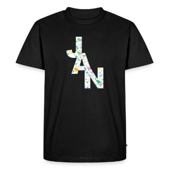 JAN - Beautiful boy name with dinosaur - Men's Premium Organic T-Shirt - black - Front - Nico (187cm)