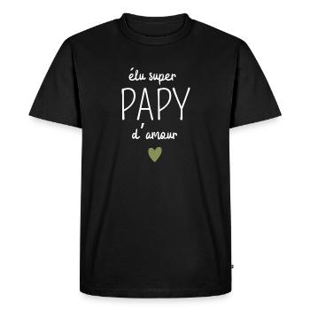 Elected super grandpa of love - Men's Premium Organic T-Shirt - black - Front - Nico (187cm)