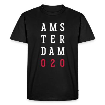 AMSTERDAM 020 | TYPO DESIGN - Men's Premium Organic T-Shirt - black - Front - Nico (187cm)