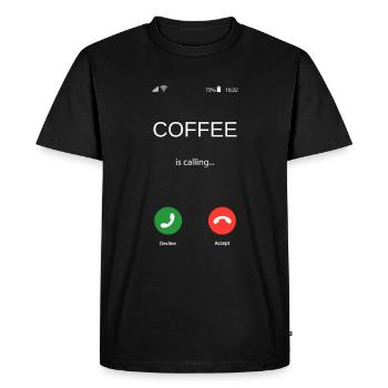 Cadeau de café amusant - Coffee is Calling - T-shirt Premium bio Homme - noir - Devant - Nico (187cm)