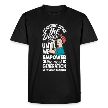 We empower the next generation of women leaders - Men's Premium Organic T-Shirt - black - Front - Nico (187cm)