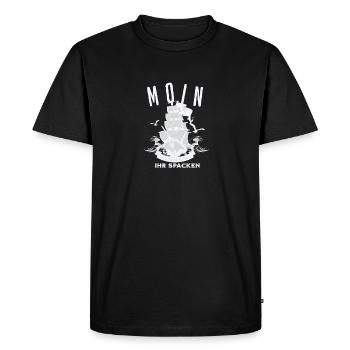 Moin ihr Spacken - Männer Premium Bio T-Shirt - Schwarz - Vorne - Nico (187cm)