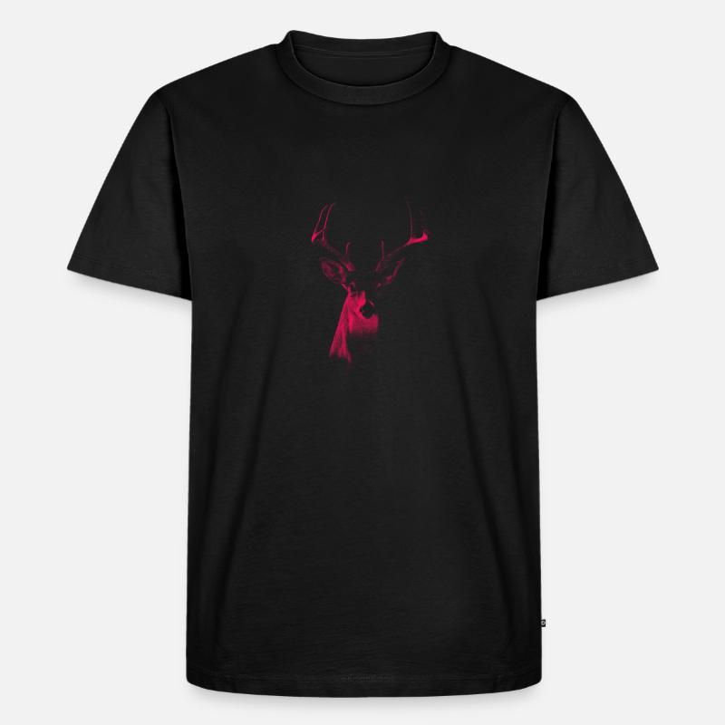Hirsch - Männer Premium Bio T-Shirt - Schwarz