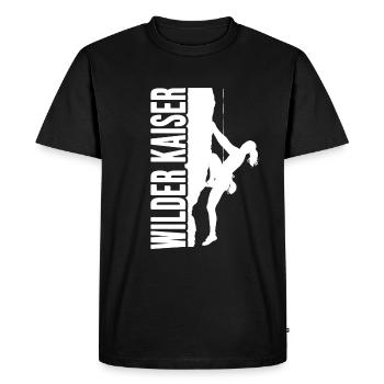 Climb climbing sport spot Wilder Kaiser - T-shirt Premium bio Homme - noir - Devant - Nico (187cm)