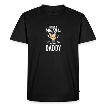 J'écoute du métal avec mon papa - T-shirt Premium bio Homme - noir - Devant - Nico (187cm)