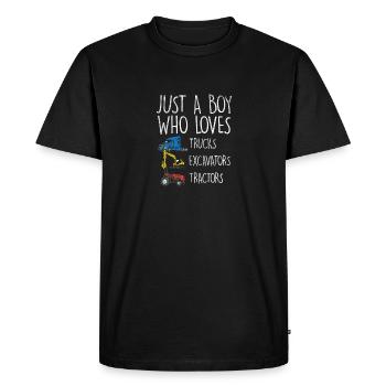Just A Boy Who Loves Trucks Excavators Tractors - Men's Premium Organic T-Shirt - black - Front - Nico (187cm)